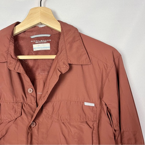 Columbia Rust Orange Omni-Shade Long Sleeve Button Down S - Picture 3 of 5